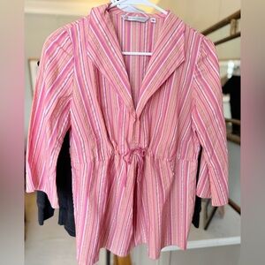 💕 Unique Striped Pink Valentine Maternity Blouse Size Small